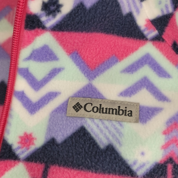 Columbia Benton Springs II Printed Fleece Jacket Youth XL Pink White Purple NWT - Picture 5 of 12